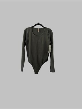 Mono B Olive Ribbed Long-Sleeve Bodysuit